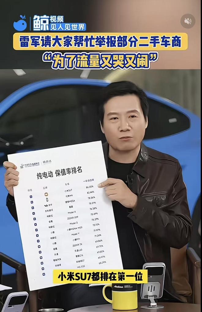 雷军请大家帮忙举报带节奏的二手车商：小米汽车保值率第一